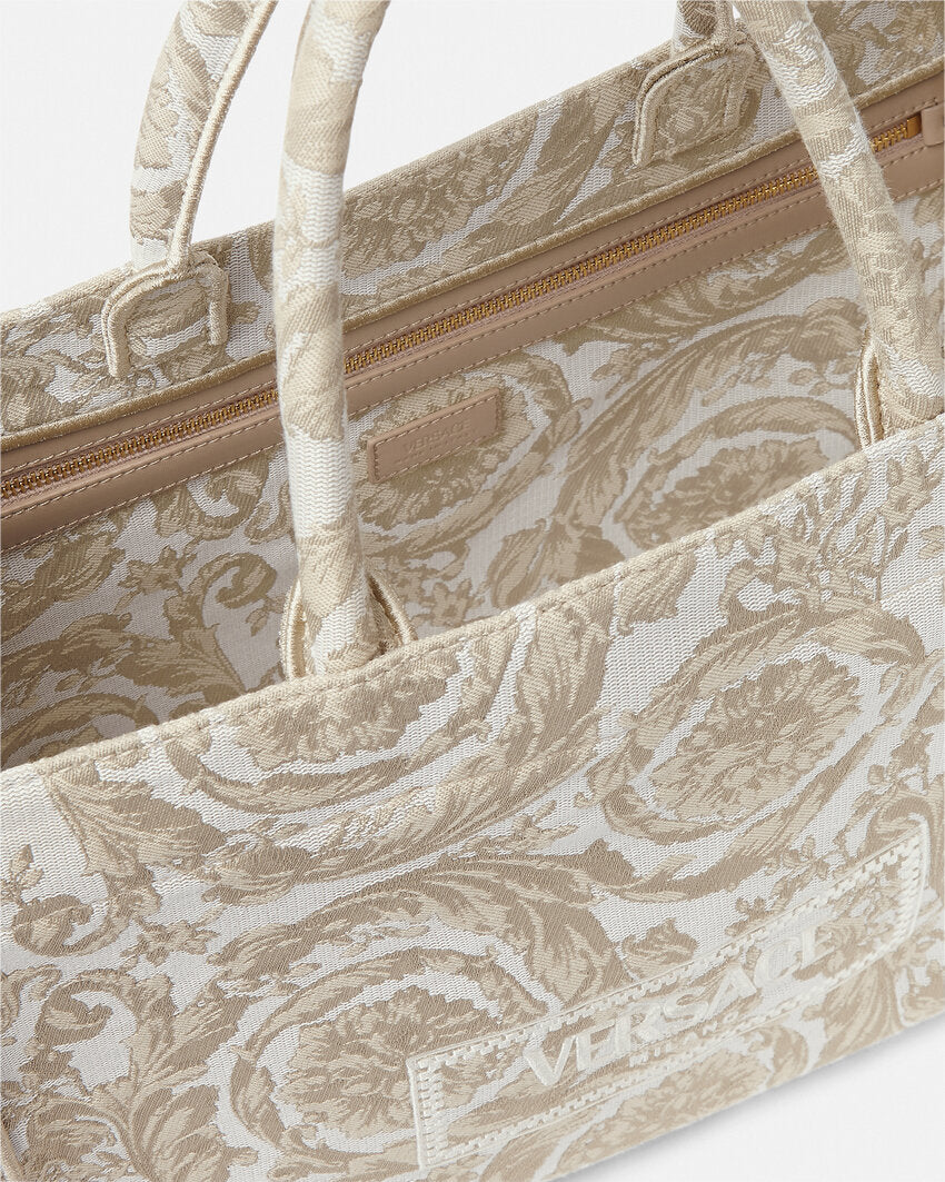 VERSACE BAROCCO ATHENA TOTE BAG BEIGE PRINT