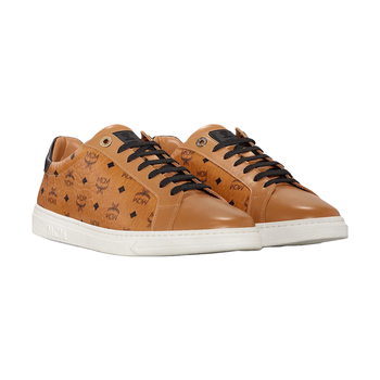 MCM WOMENS TERRAIN LO SNEAKERS IN VISETOS COGNAC/WHITE