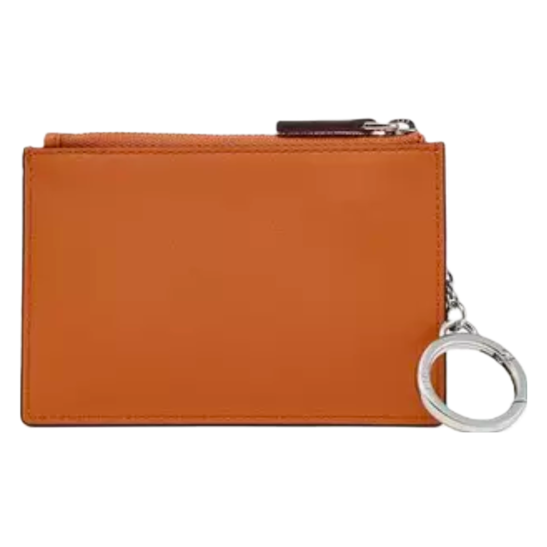 MCM AREN LEATHER SMALL KEY CASE BIG MCM LOGO COGNAC