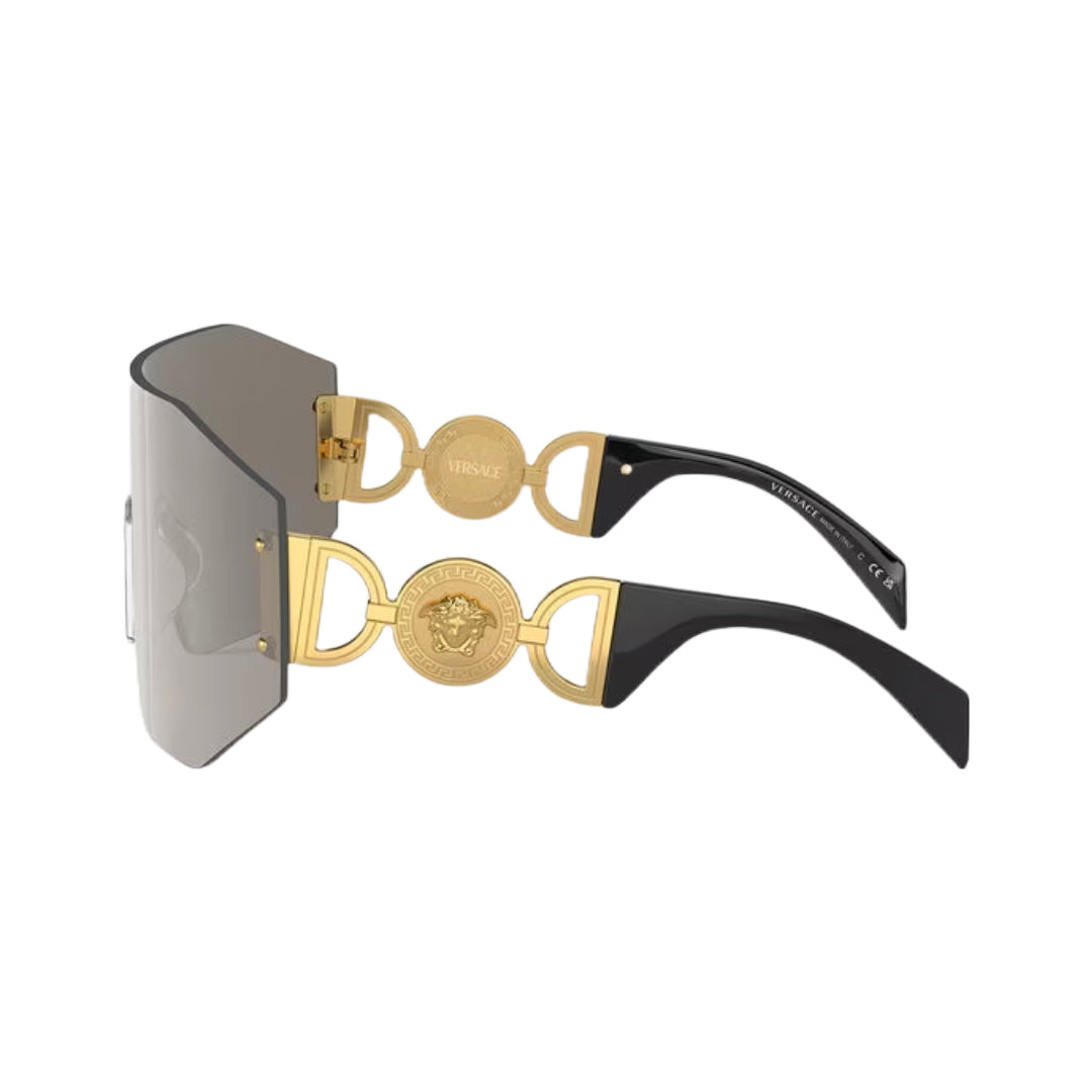 VERSACE MEDUSA BIGGIE MASK SUNGLASSES GREY MIRROR SILVER