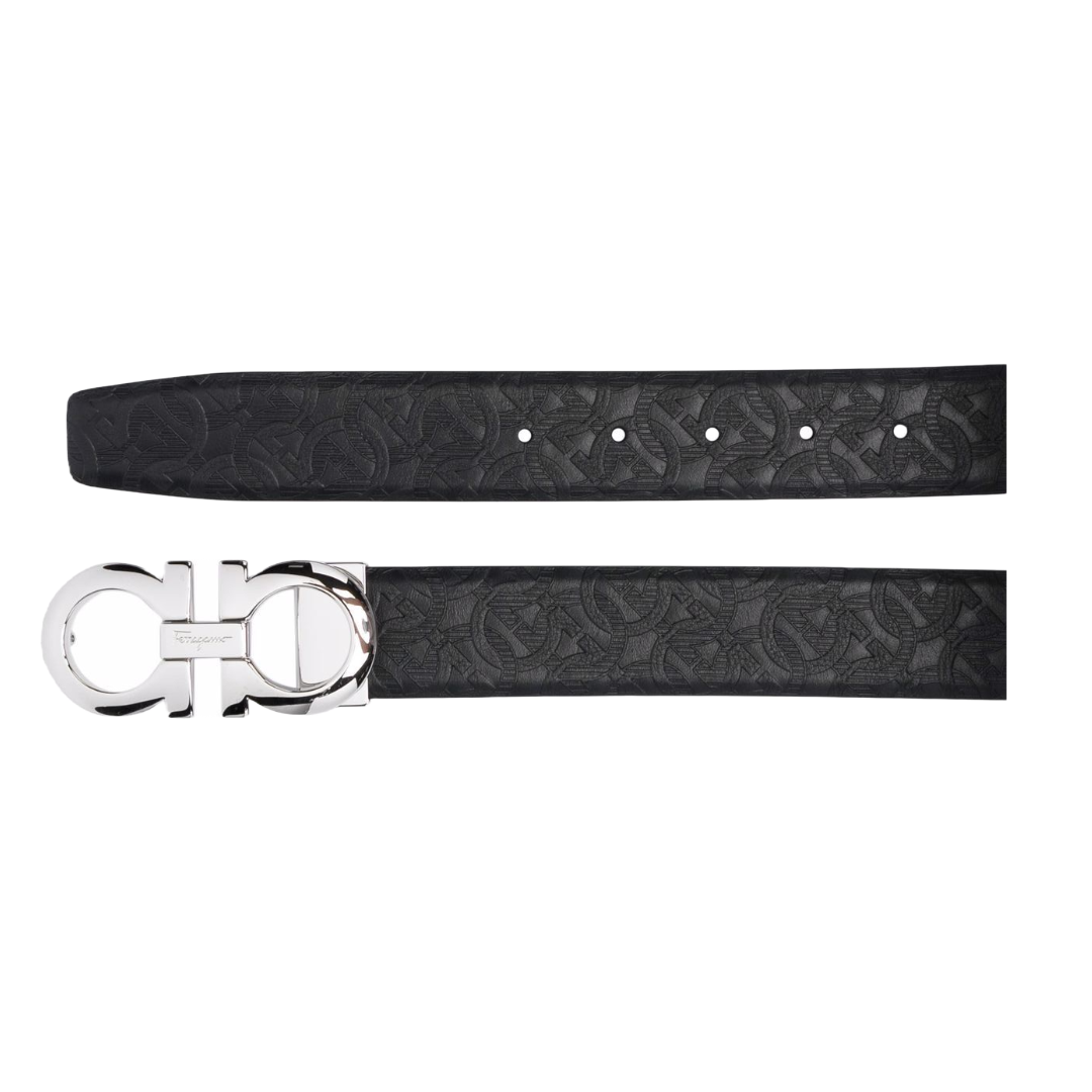 FERRAGAMO REVERSIBLE AND ADJUSTABLE GANCINI BELT NAVY/BLACK