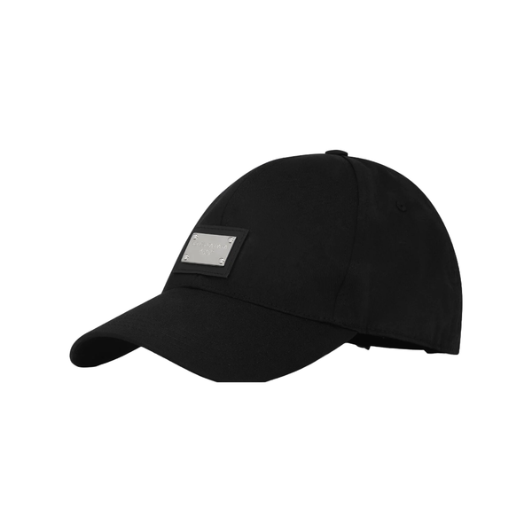 DOLCE  & GABBANA COTTON BASEBALL CAP WITH BRANDED TAG BLACK