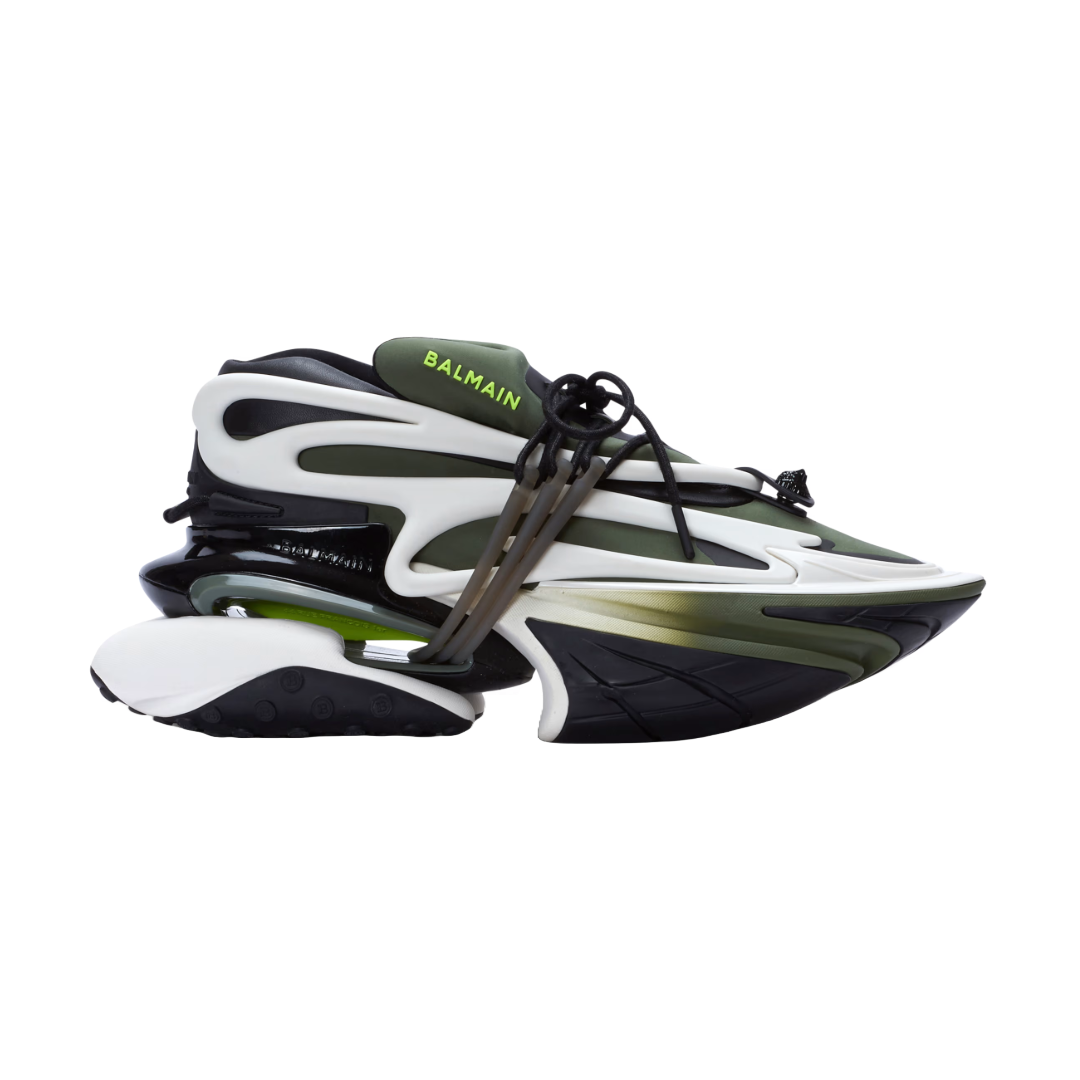 BALMAIN UNICORN LOW-NEOPRENE&CALFSKIN KHAKI