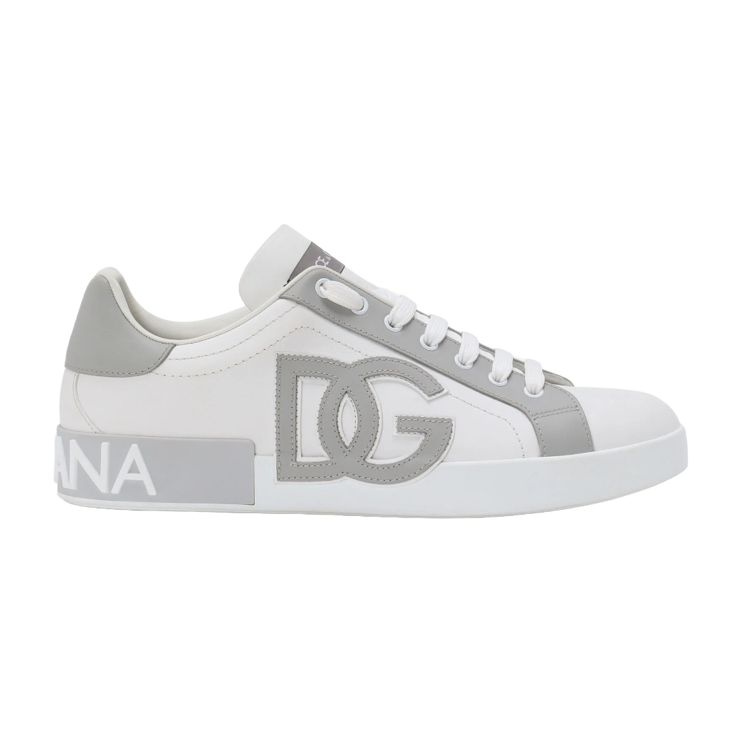 DOLCE & GABBANA CALFSKIN PORTOFINO SNEAKERS WHITE /GREY