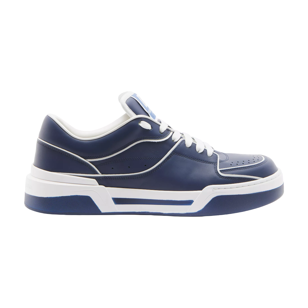 DOLCE & GABBANA CALFSKIN NAPPA NEW ROMA SNEAKERS DARK BLUE