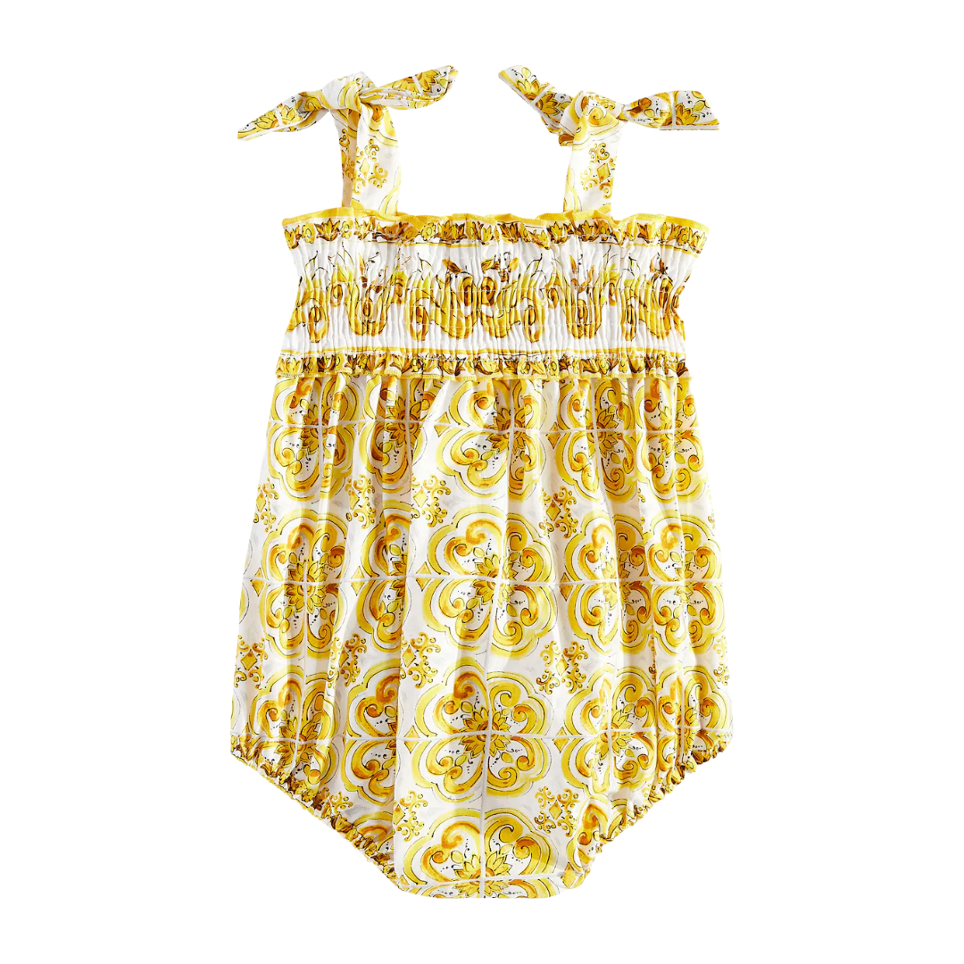 KIDS BABY MAJOLICA GIALLO ROMPERS YELLOW