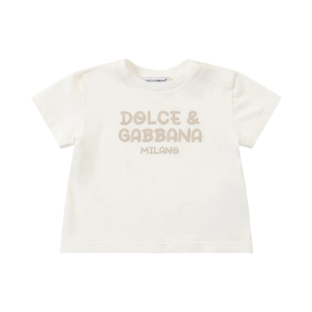 KIDS BABY JERSEY EMBROIDERED COTTON T-SHIRT WHITE