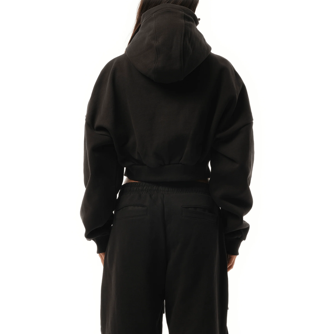 CROPPED FULL ZIP HOODIE IN SOOT
