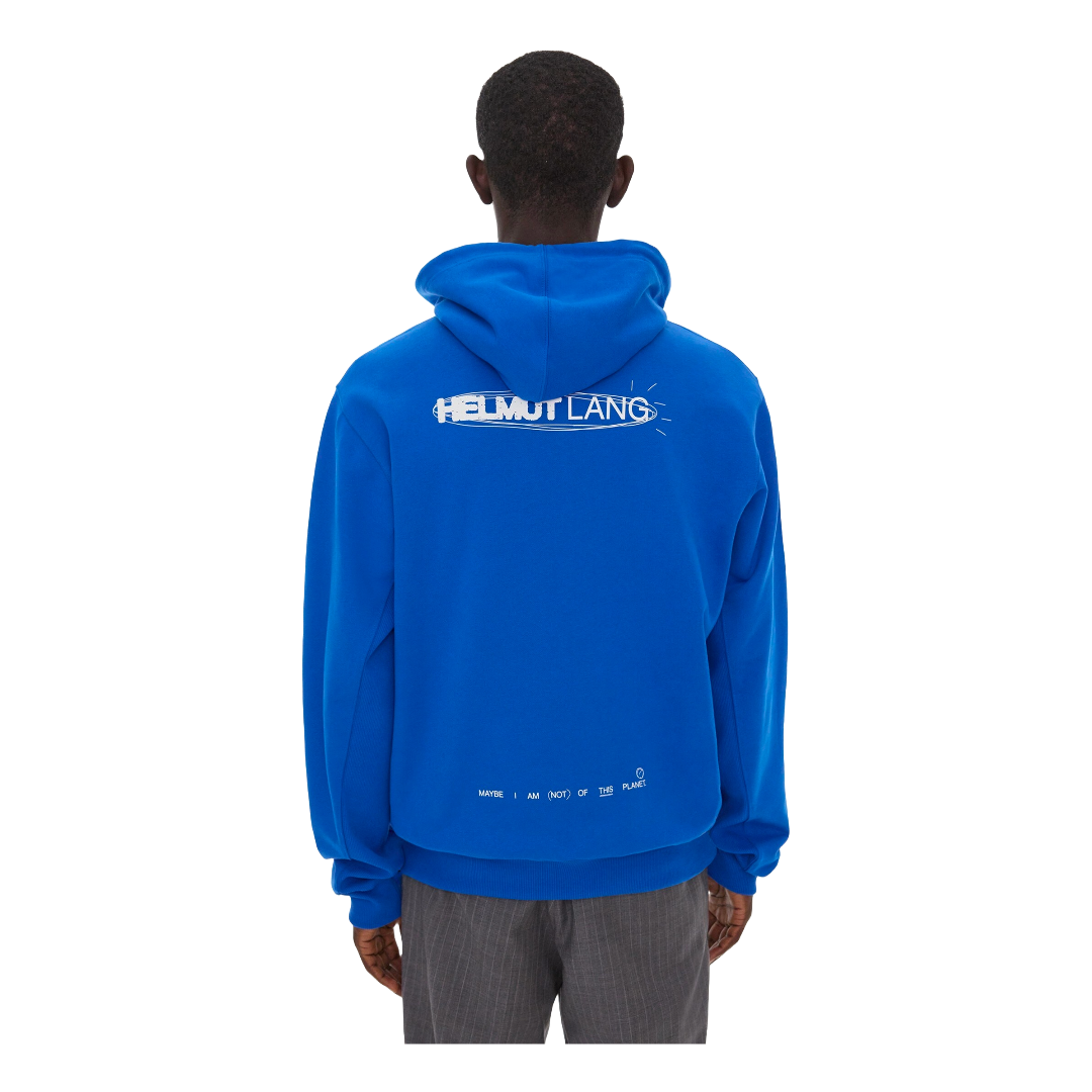 HELMUT LANG SPACE LOGO HOODIE BLUE