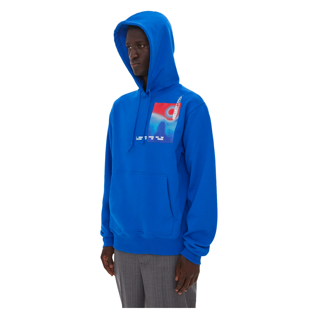 HELMUT LANG SPACE LOGO HOODIE BLUE