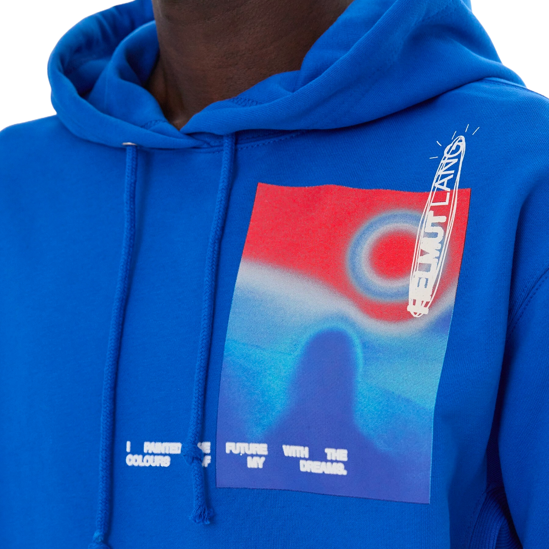 HELMUT LANG SPACE LOGO HOODIE BLUE
