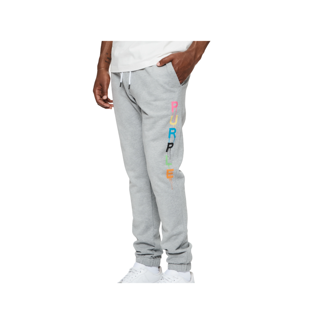 PURPLE BRAND WORDMARK DRIP SWEATPANTS GREY