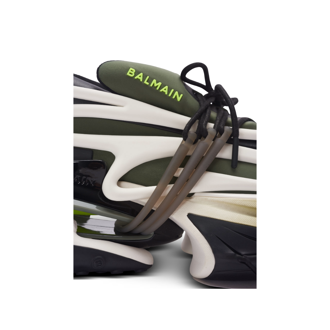 BALMAIN UNICORN LOW-NEOPRENE&CALFSKIN KHAKI