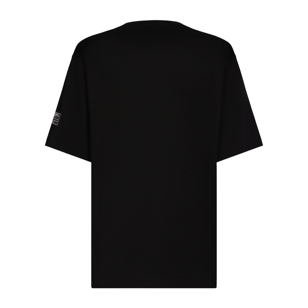 DOLCE & GABBANA SHORT-SLEEVED T-SHIRT WITH VERTICAL LOGO PRINT BLACK/WHITE