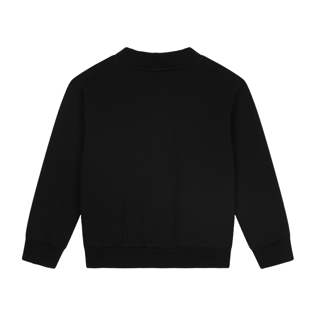 DOLCE & GABBANA KIDS  JERSEY ROUND-NECK SWEATSHIRT WITH DG MILANO EMBROIDERY BLACK
