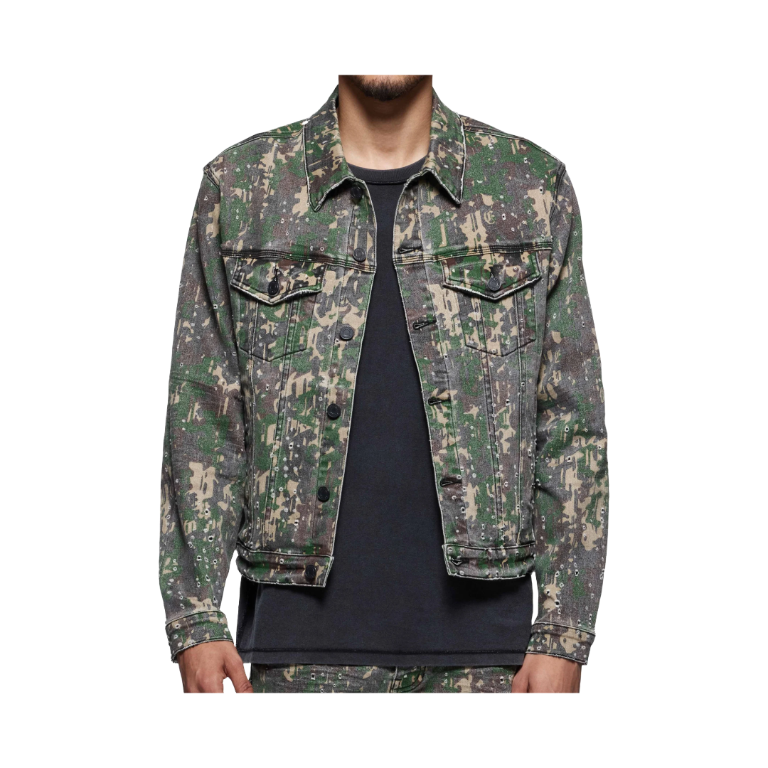 P024 MILITAIRE BUCKSHOT TRUCKER JACKET GREEN