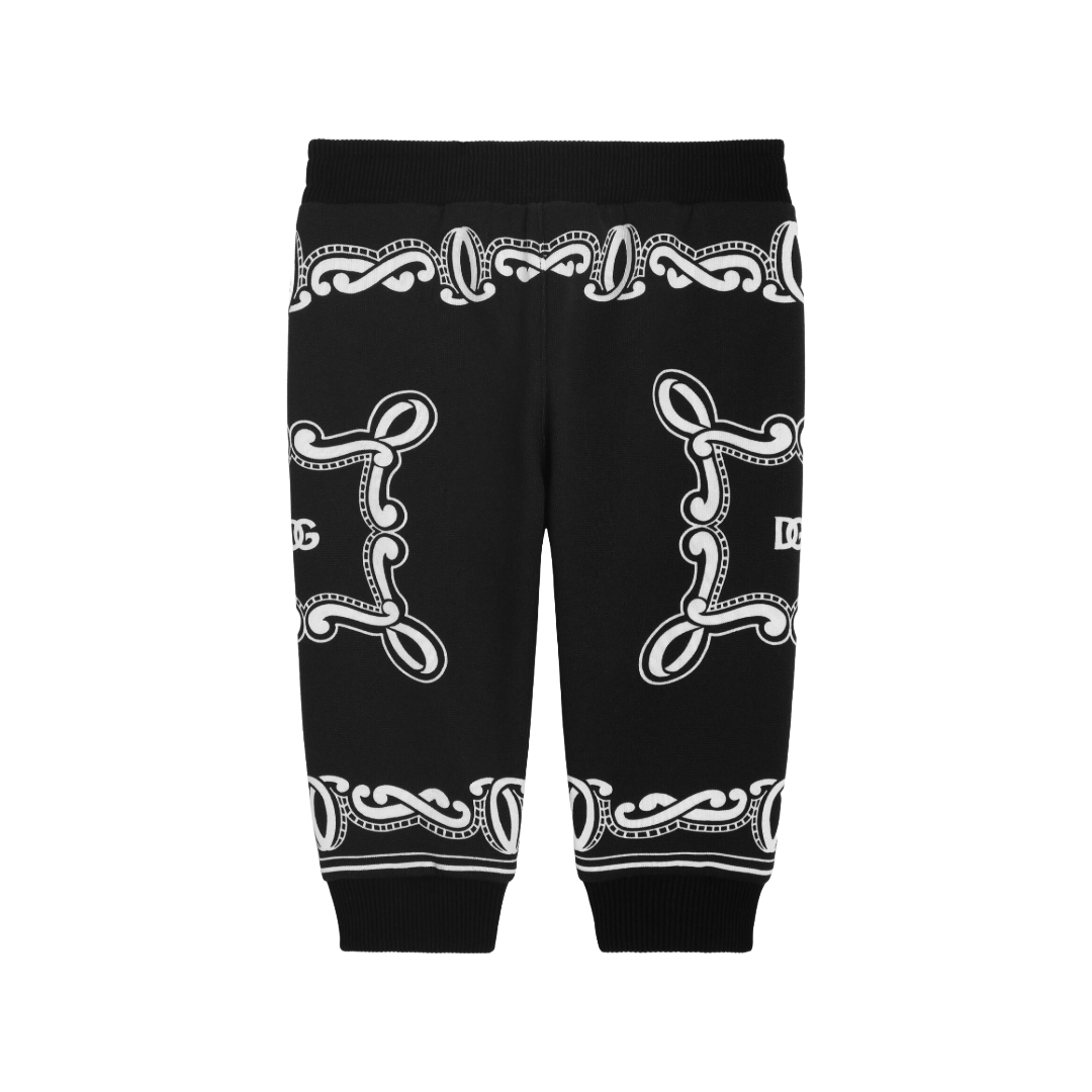KIDS COTTON FLEECE JOGGING PANTS WITH BANDANNA PRINT