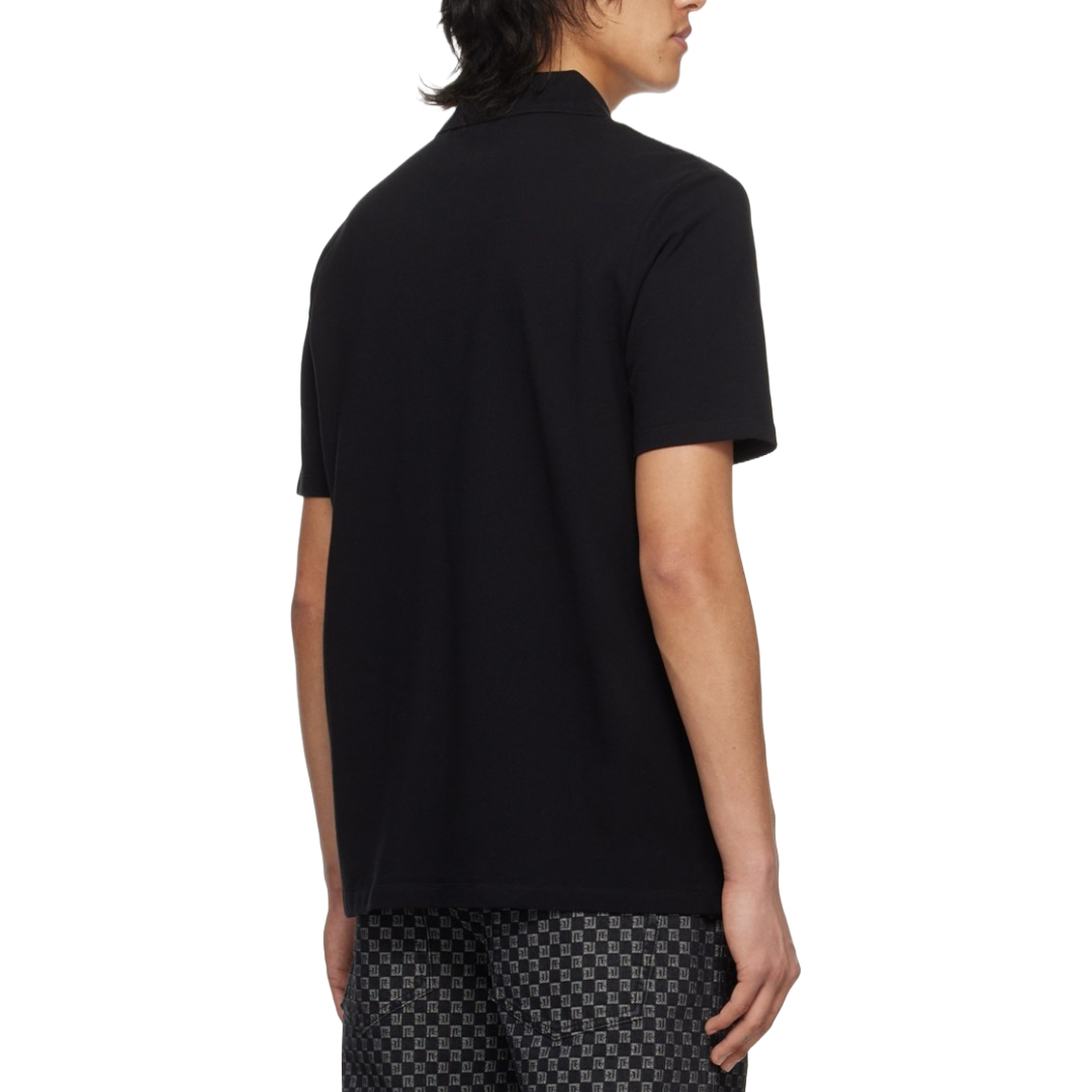 BALMAIN LAMINATED ZIPPED POLO BLACK