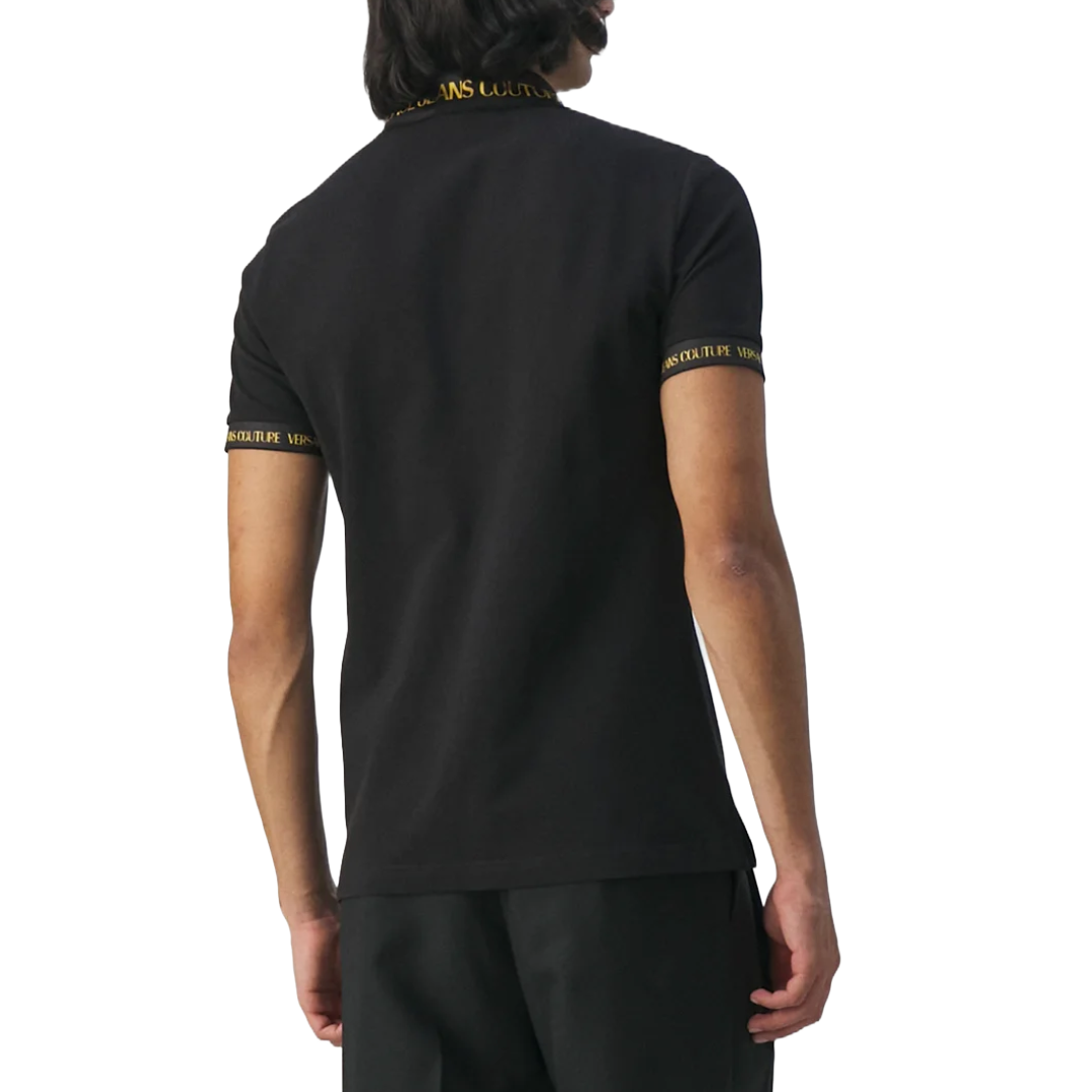 WATERCOLOR COLLAR COTTON T-SHIRT BLACK
