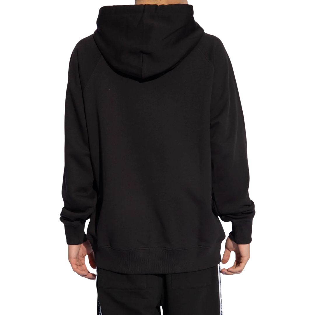 VERSACE JEANS COUTURE LOGO PRINTED DRAWSTRING HOODIE BLACK