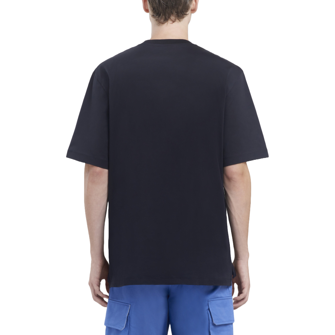 BLACK JERSEY COTTON T-SHIRT WITH MARNI CAOS LOGO