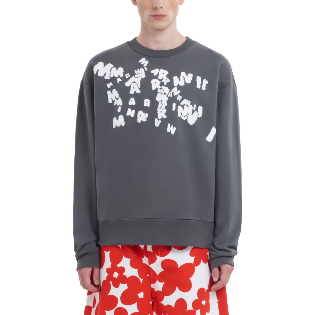 GREY JERSEY SWEATSHIRT WITH MARNI CAOS LOGO