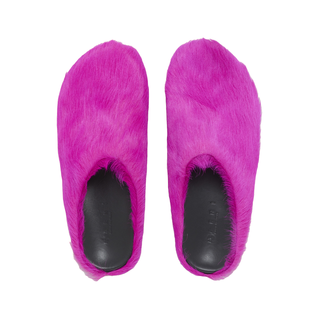 FUSCHIA LONG-HAIR CALFSKIN FUSSBETT SABOT