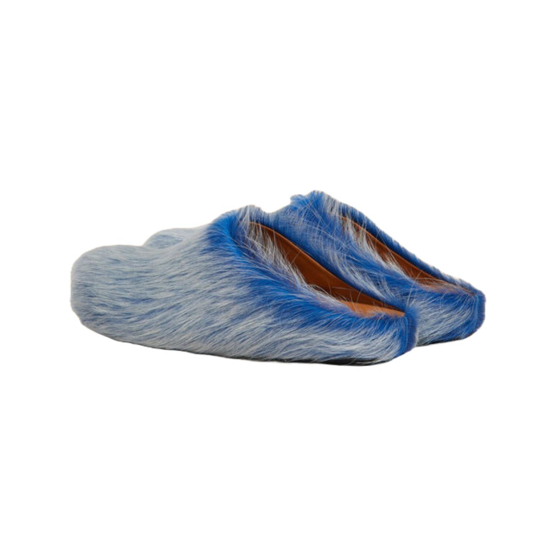INDIGO LONG HAIR CALFSKIN FUSSBETT SABOT