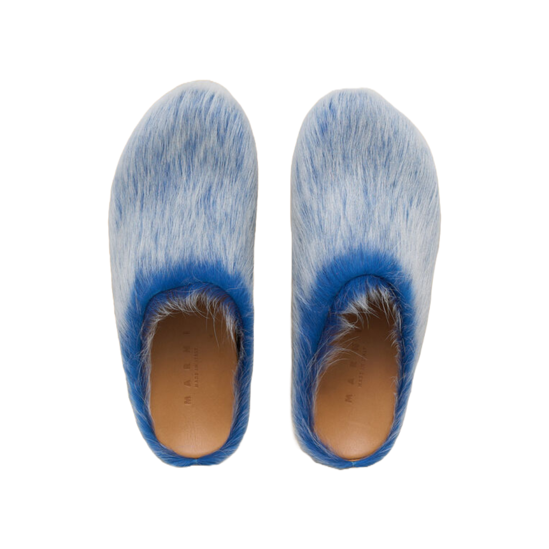 INDIGO LONG HAIR CALFSKIN FUSSBETT SABOT