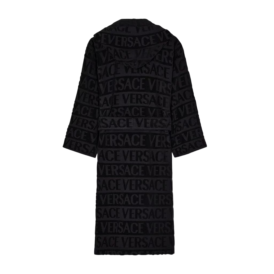 VERSACE ALLOVER BATHROBE BLACK