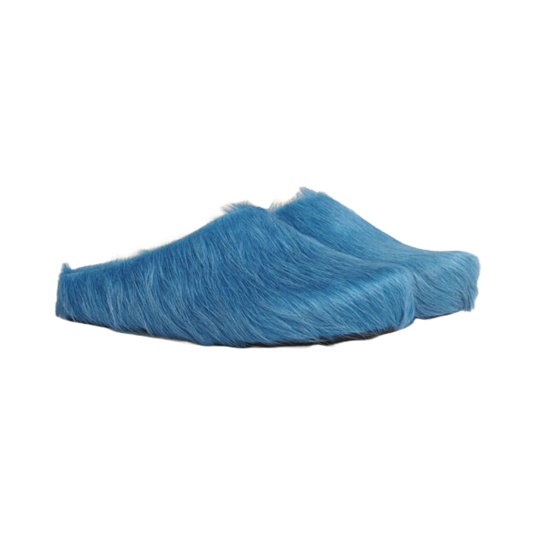 BLUE LONG HAIR CALFSKIN FUSSBETT SABOT