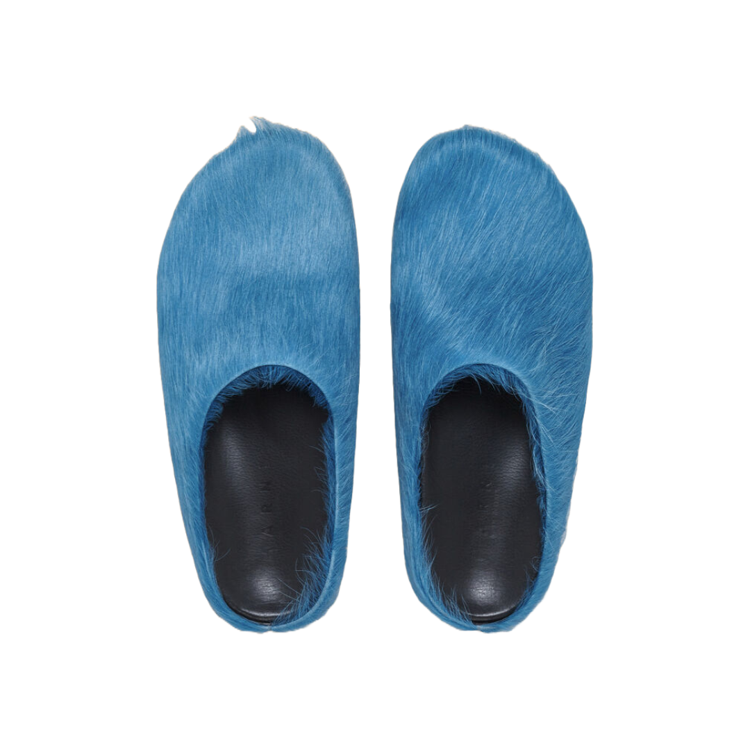 BLUE LONG HAIR CALFSKIN FUSSBETT SABOT