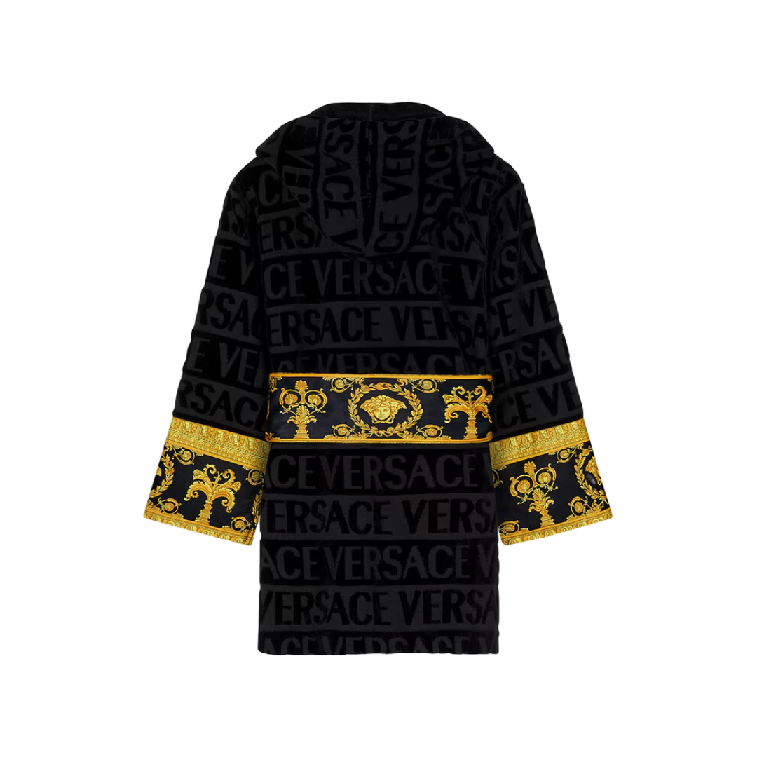 BAROQUE SHORT BATHROBE BLACK