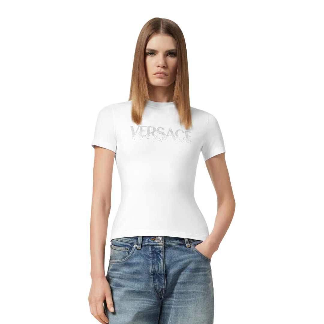 CRYSTAL LOGO FITTED T-SHIRT WHITE