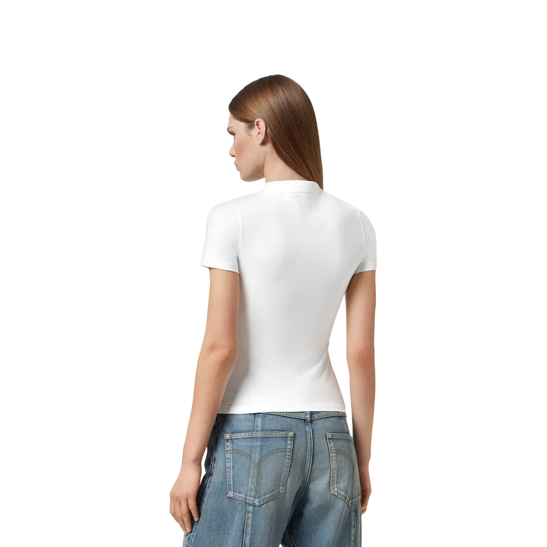 CRYSTAL LOGO FITTED T-SHIRT WHITE