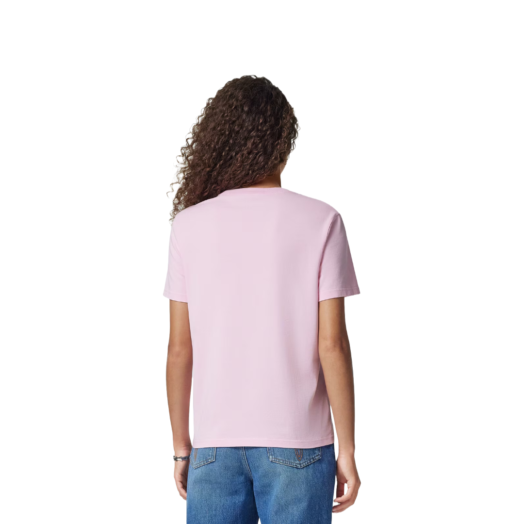FRINGED EMBROIDERED LOGO SLIM-FIT T-SHIRT PINK