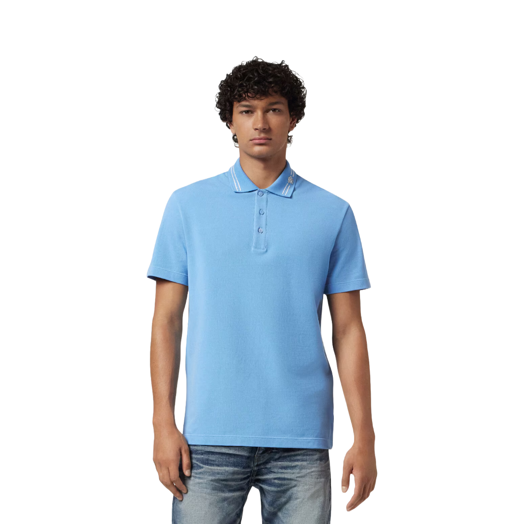 EMBROIDERED MEDUSA POLO SHIRT BLUE