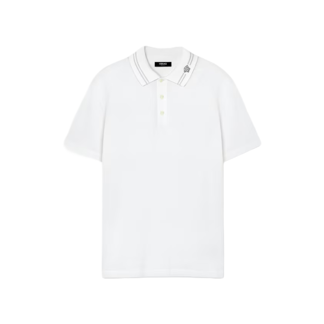 EMBROIDERED MEDUSA POLO SHIRT WHITE