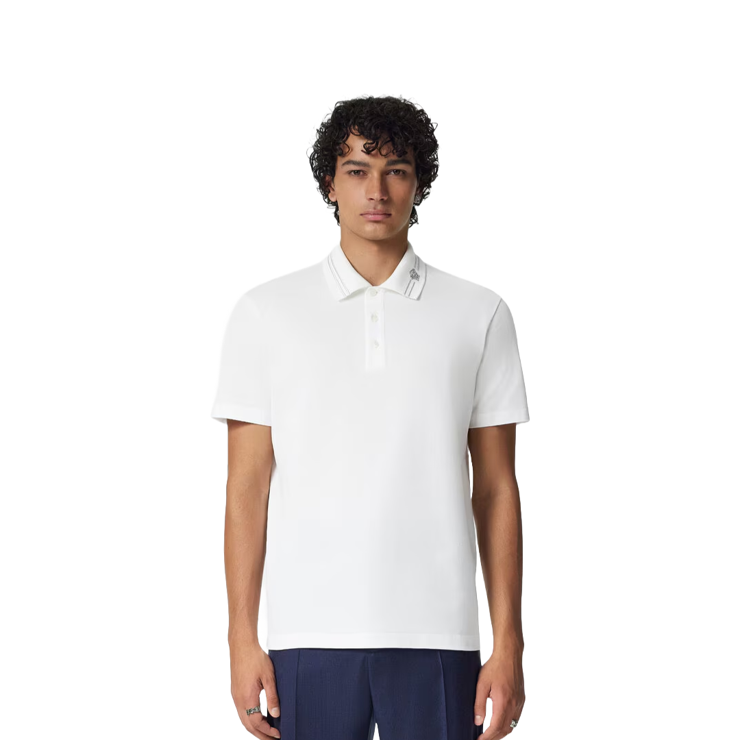 EMBROIDERED MEDUSA POLO SHIRT WHITE