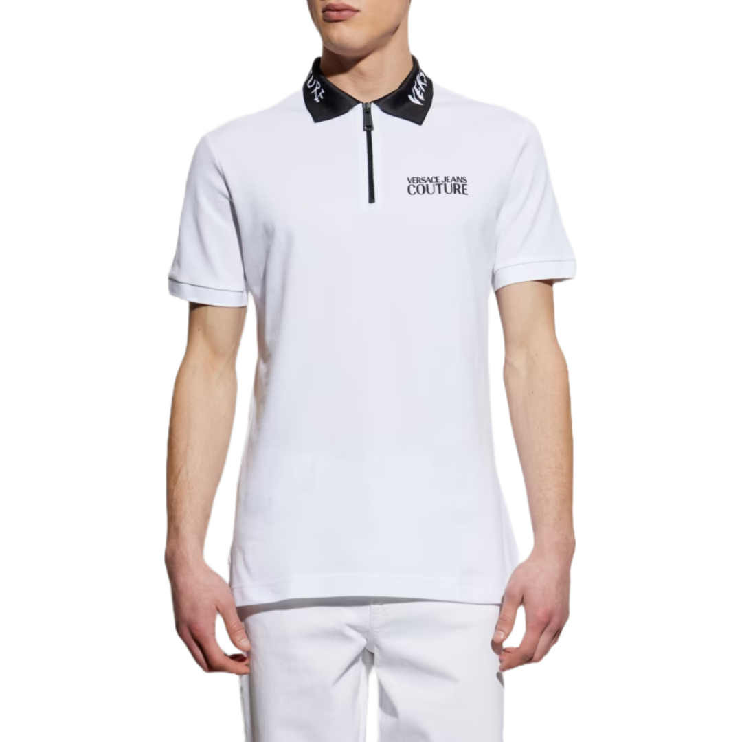WHITE POLO WITH PRINTED LOGO