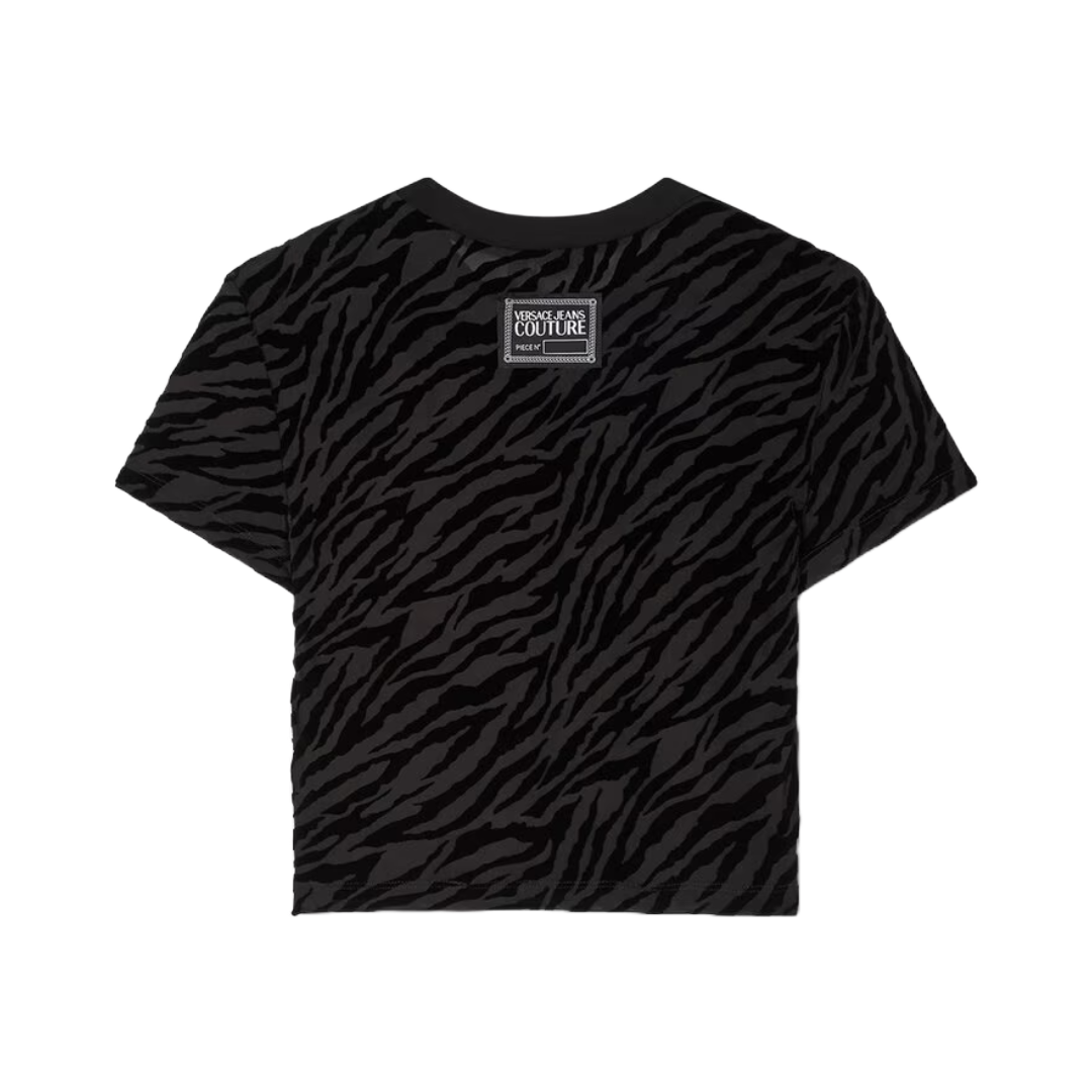 ZEBRA DEVORE CROP T-SHIRT BLACK