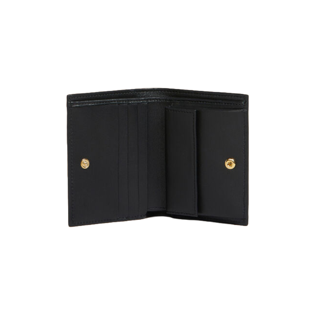 BLACK LEATHER BIFOLD WALLET WITH MARNI MENDING