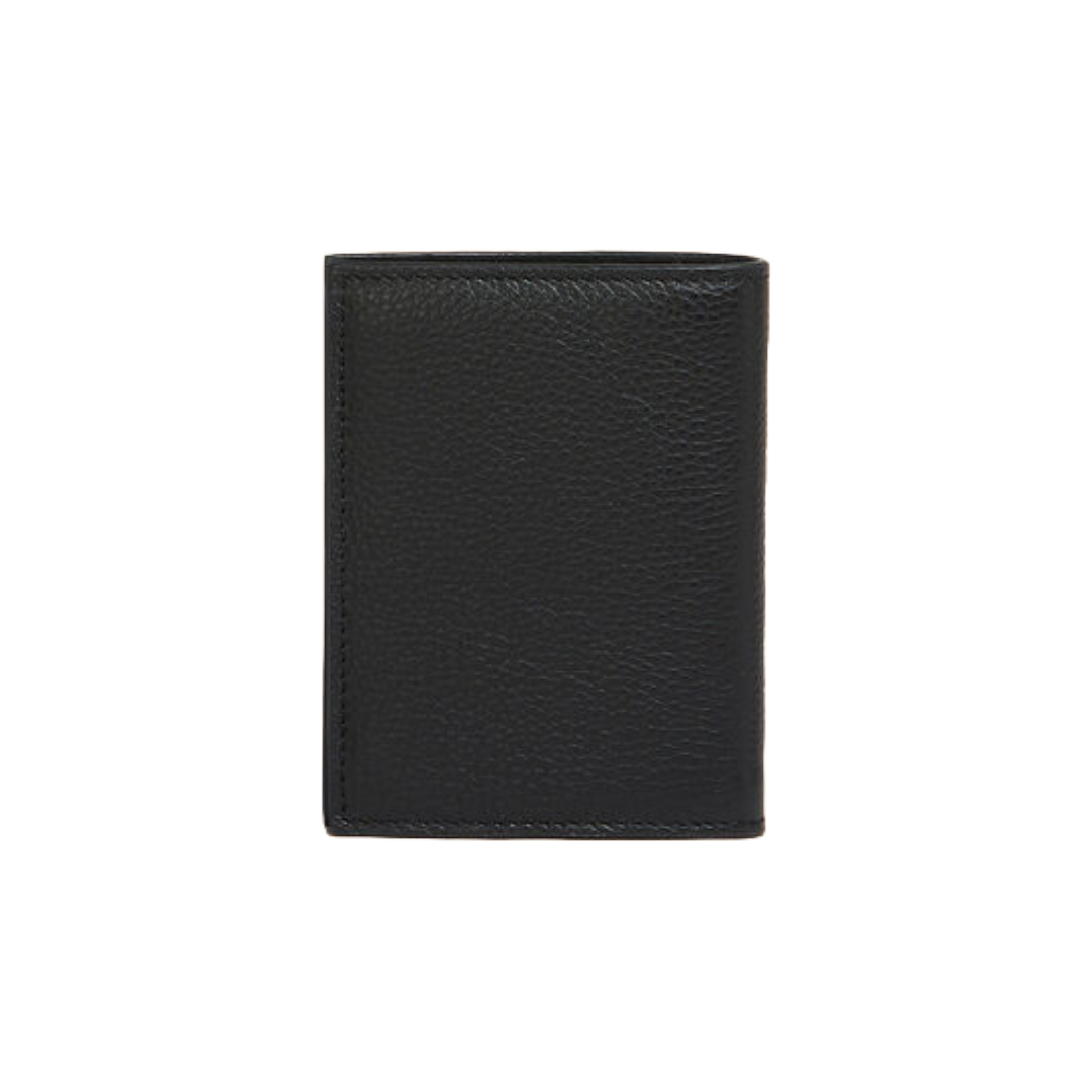 BLACK LEATHER BIFOLD WALLET WITH MARNI MENDING
