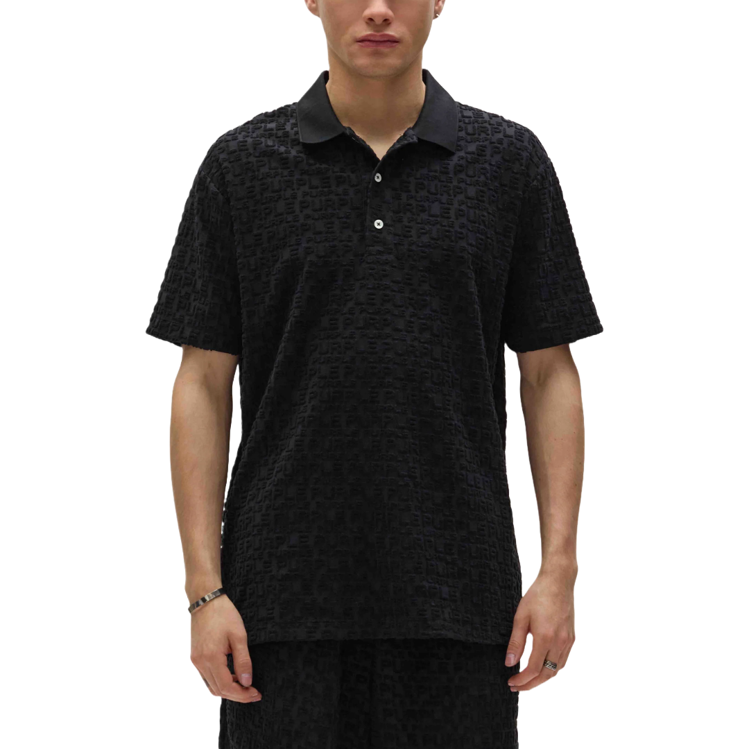 TERRY JACQUARD POLO BLACK