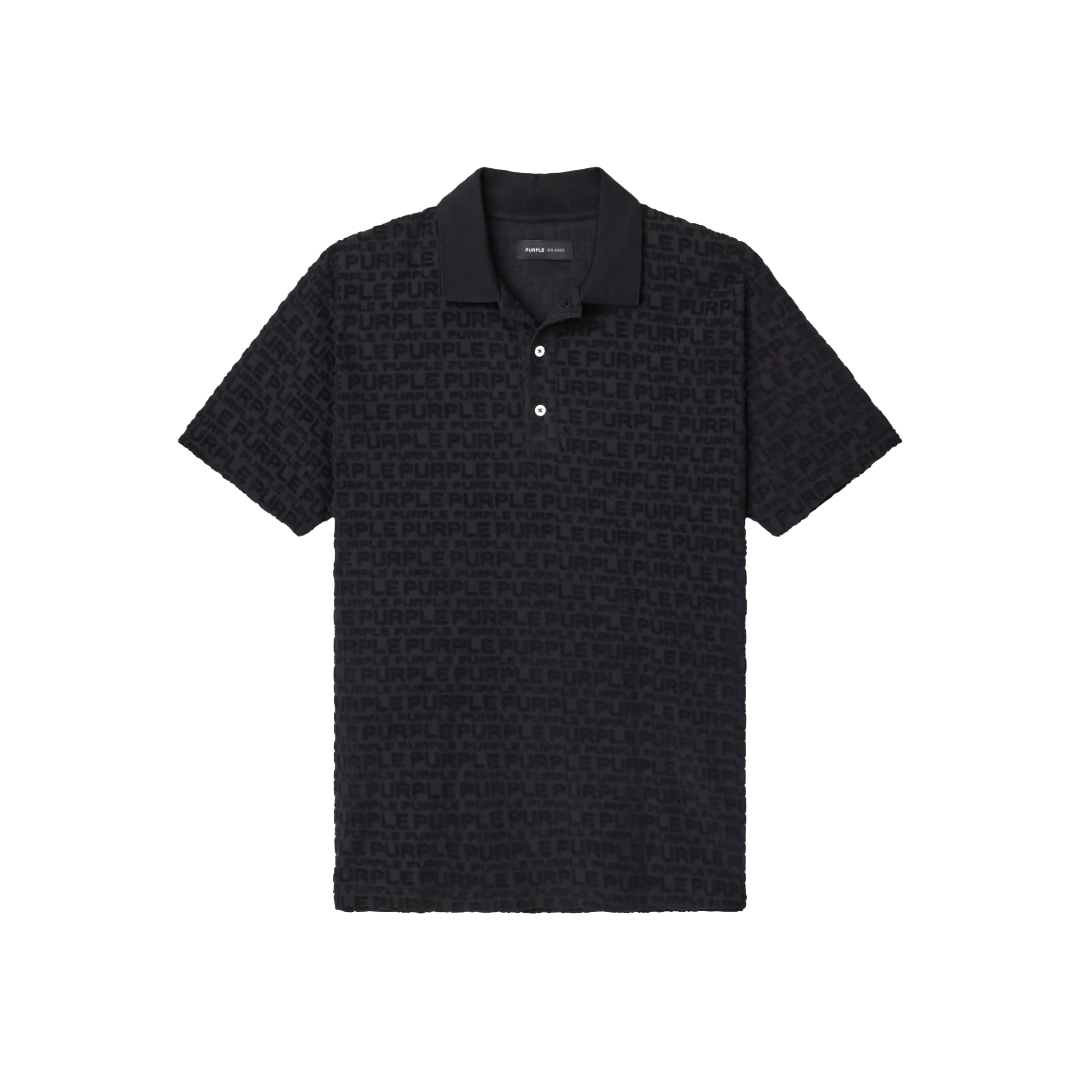 TERRY JACQUARD POLO BLACK