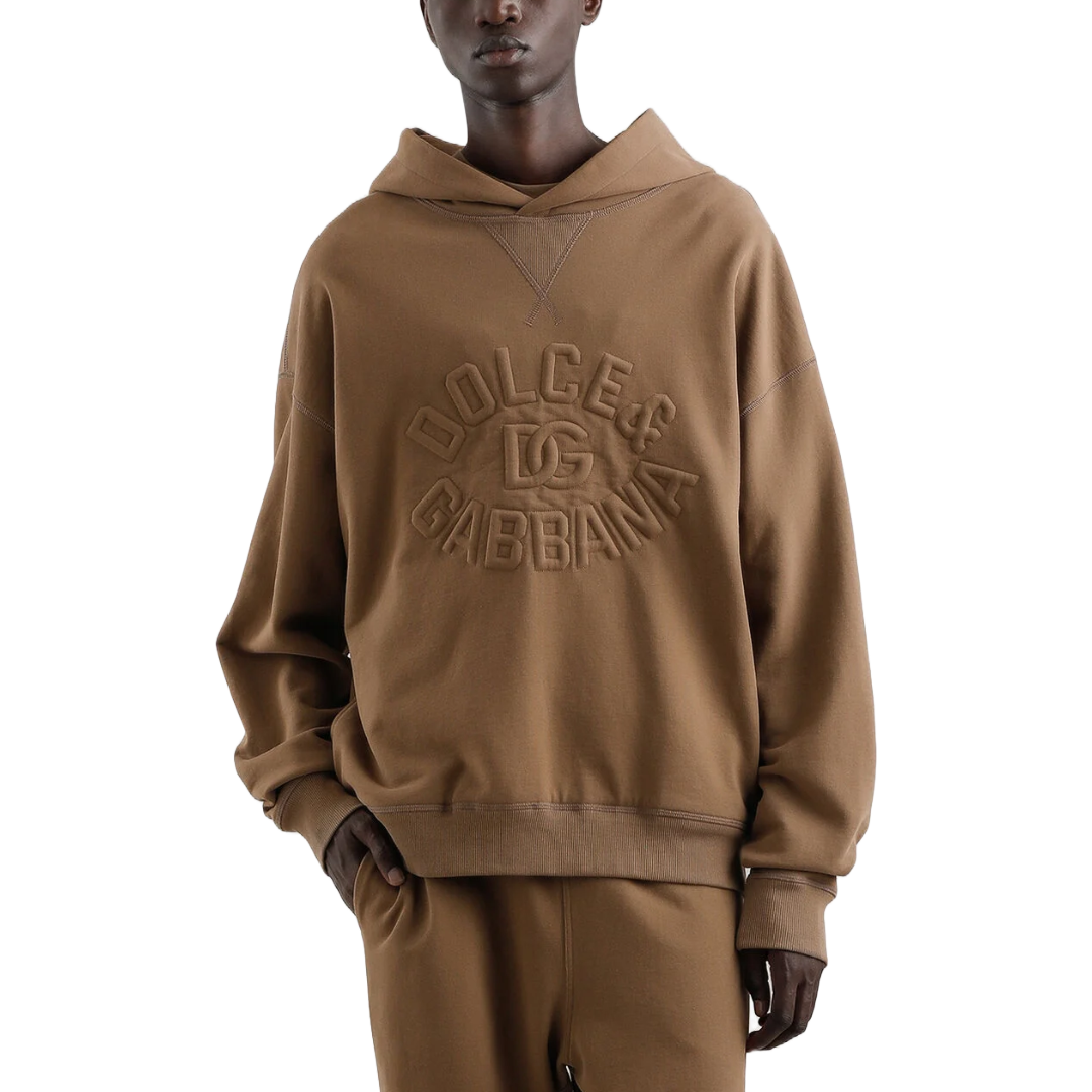 COTTON HODDIE WITH LOGO IN BROWN