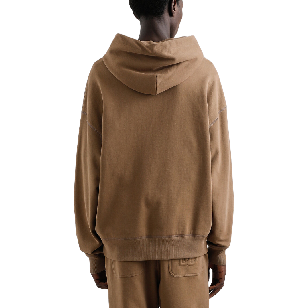COTTON HODDIE WITH LOGO IN BROWN