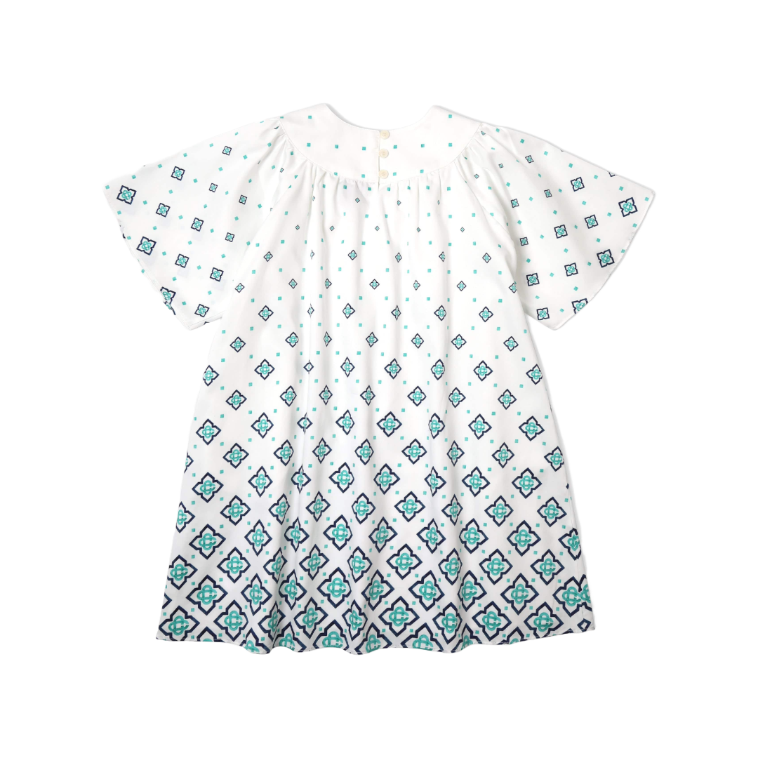 KIDS MONOGRAM DRESS IN BLUE