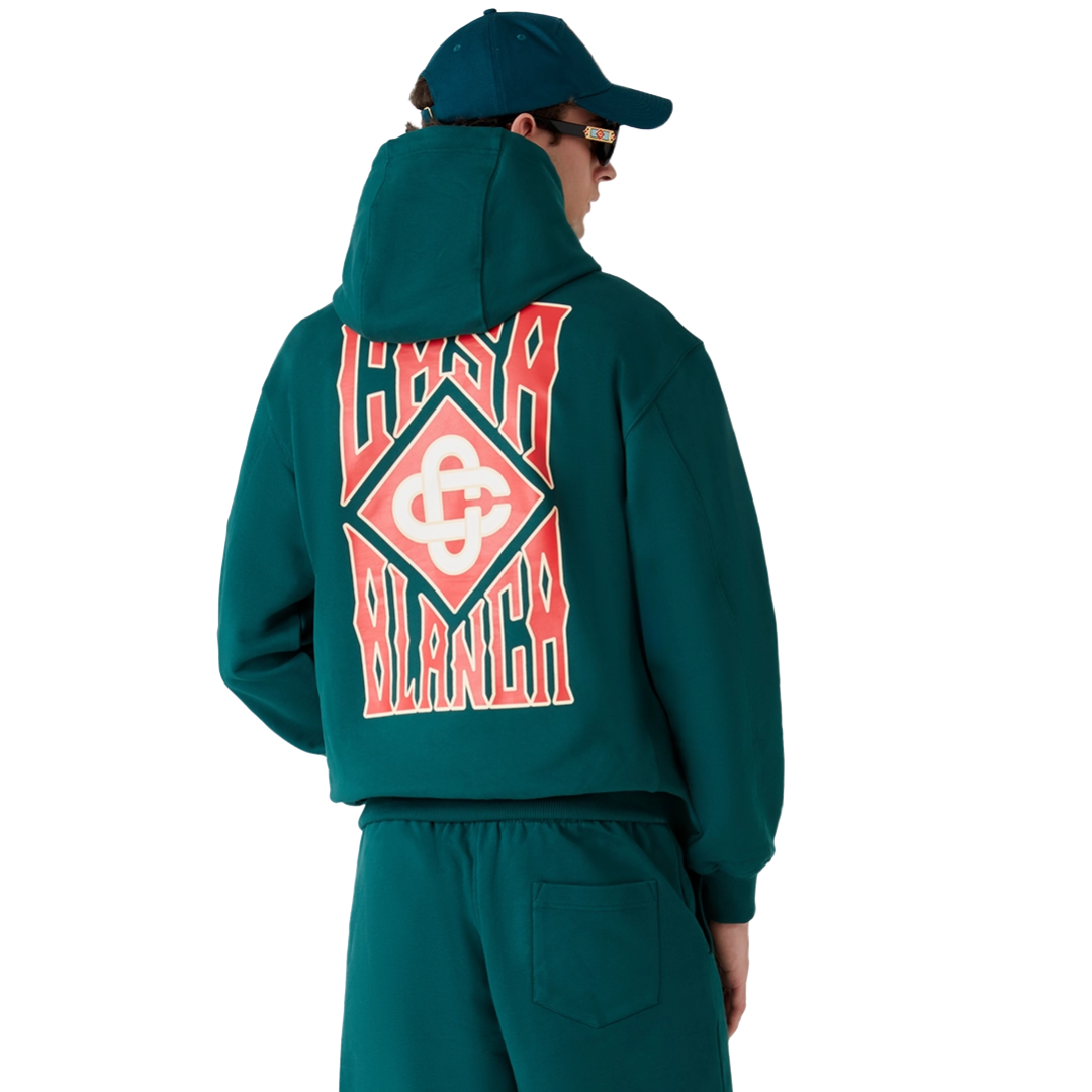 GOTHIC LOGO HOODED SWEATSHIRT GREEN