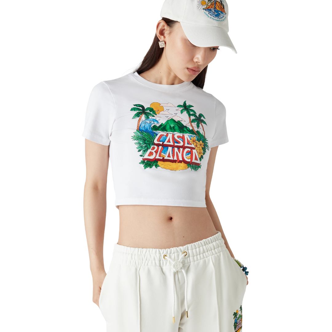 CASA BEACH WAVE CROPPED T-SHIRT WHITE